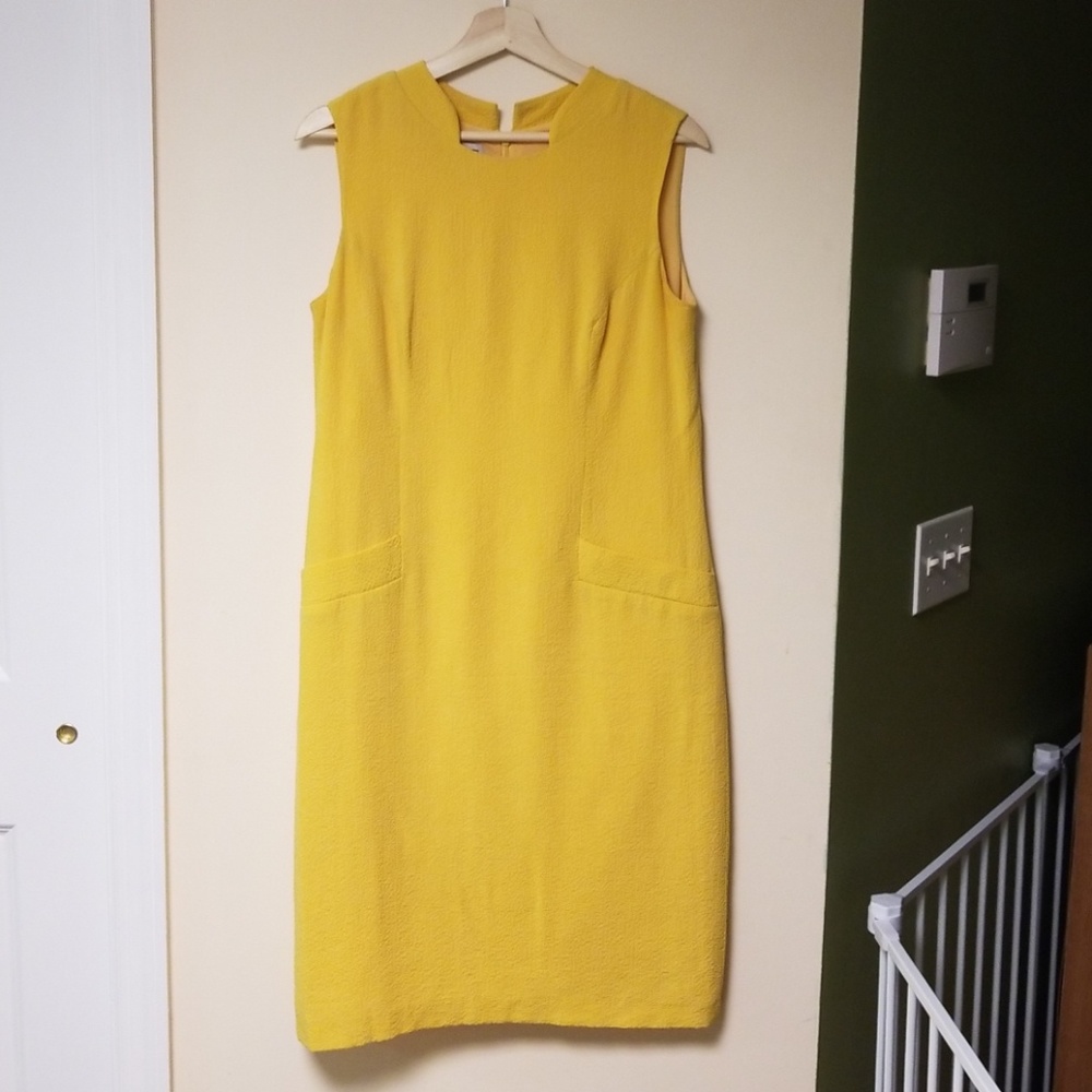 Anne Klein Mustard Yellow Lynel Sheath Dress 10